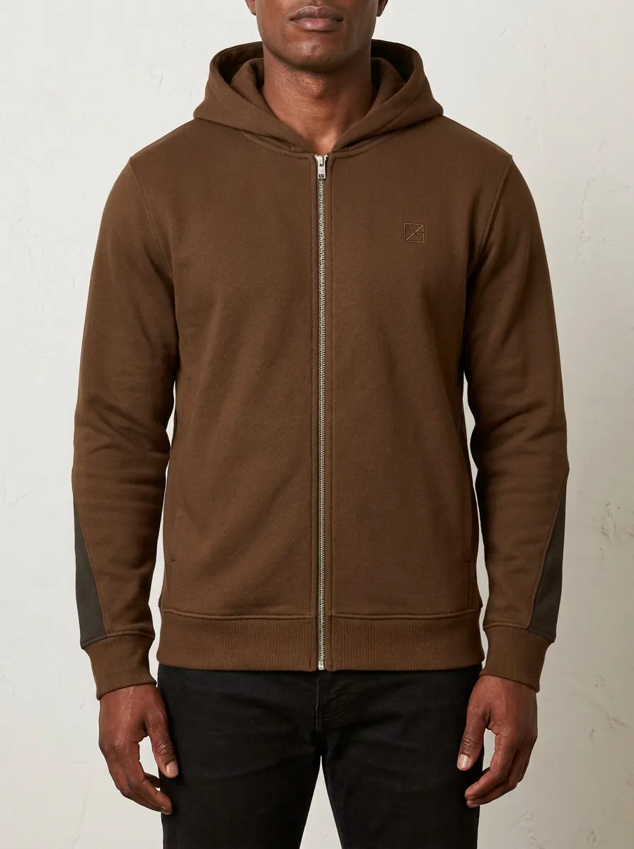 Men's Detail Embroidered Full-Zip Hoodie