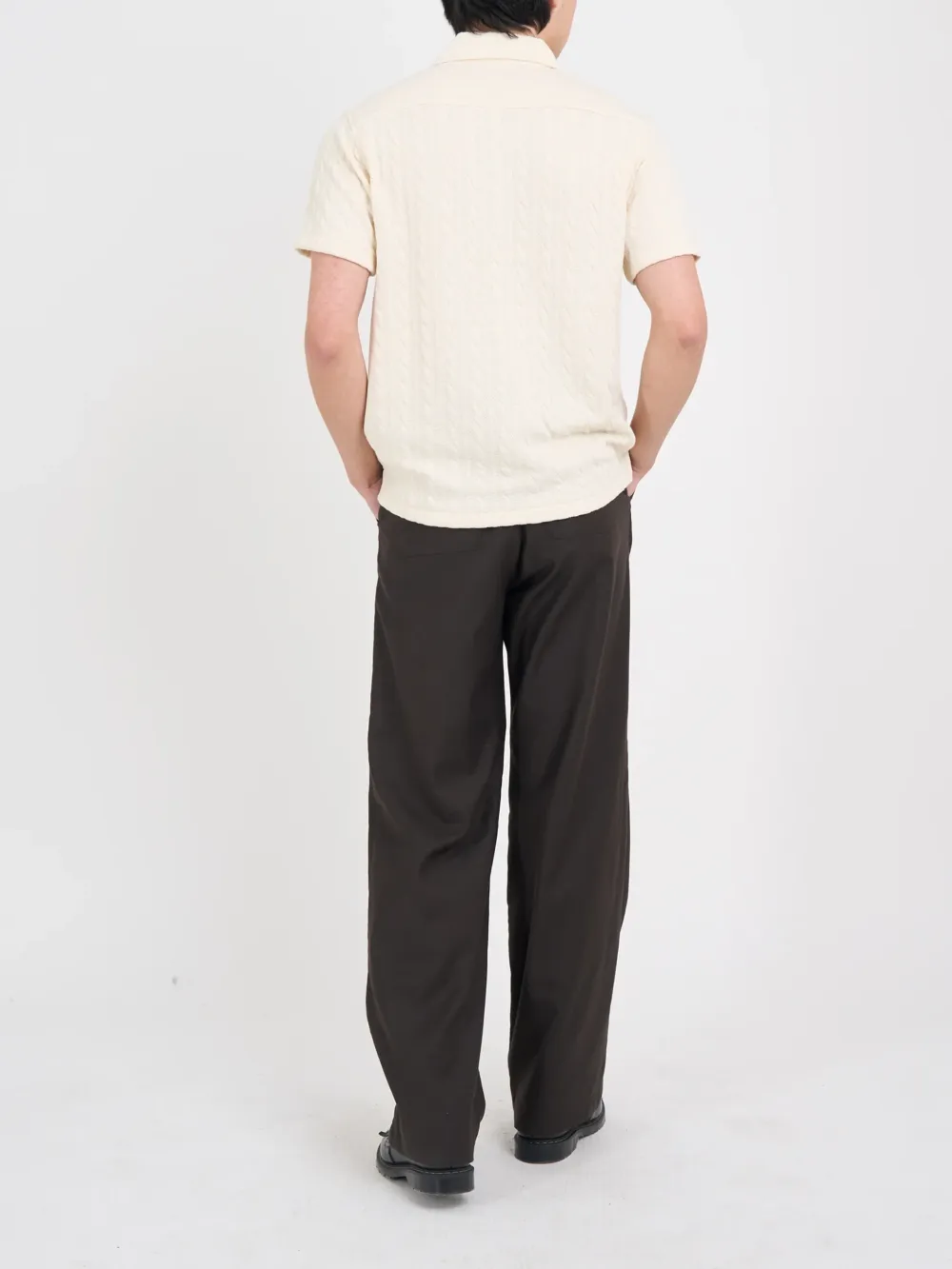 Cream Casual Style Short Sleeve Shirt