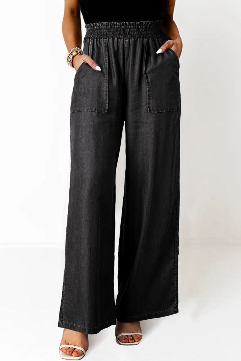 Relaxed High Waist Relaxed Fit Wide Leg Pocketed Casual Jeans