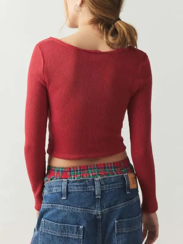 Everyday Notched Long Sleeve T-Shirt