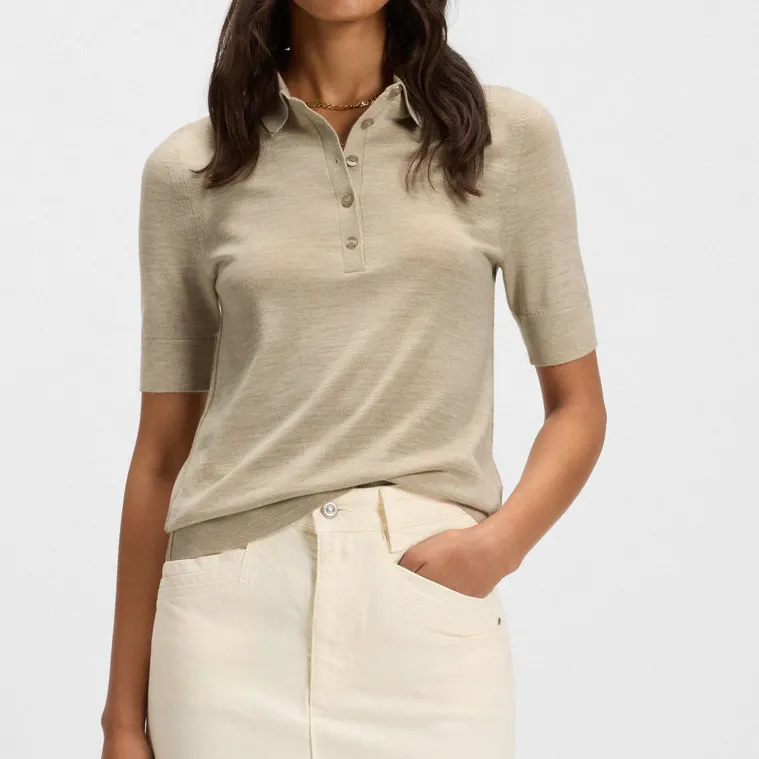 Knit Short-Sleeve Women's Polo Shirt