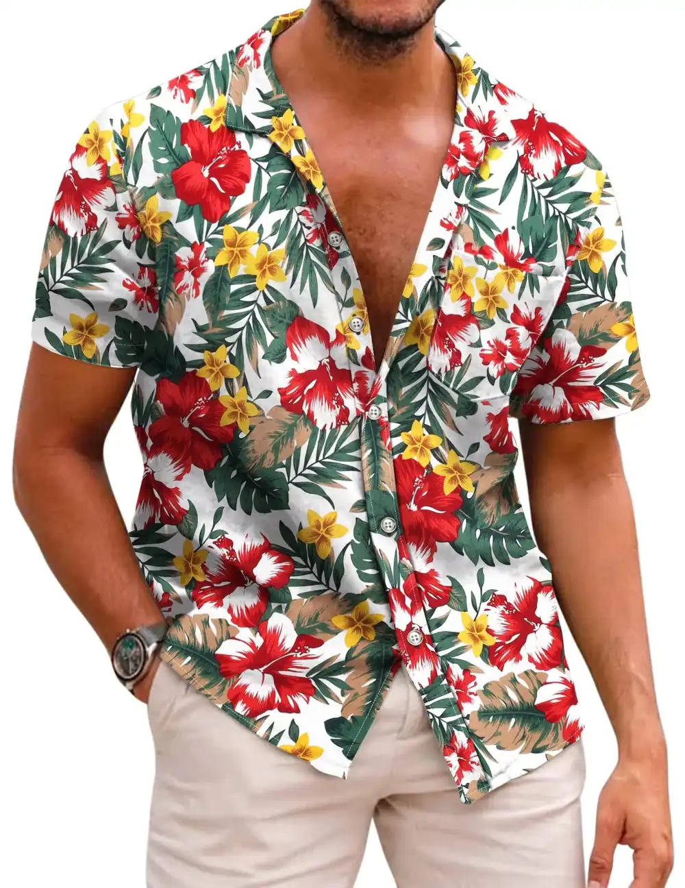 Cotton Linen Printed Button Front Shirt