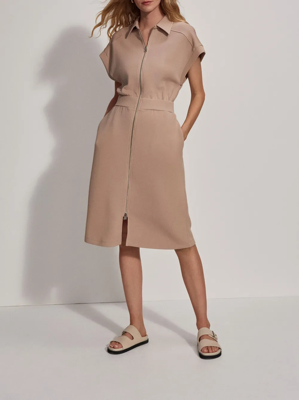 Mid-Waist Zip-Through Dress