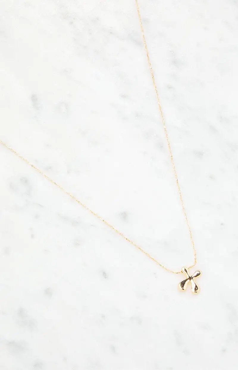 LA Hearts X Initial 14K Gold Plated Necklace