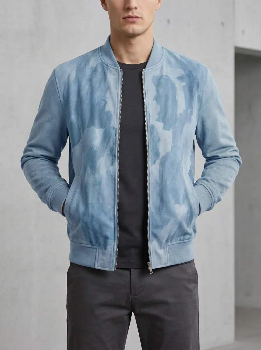 Abstract Print Welt Pockets Bomber Jacket