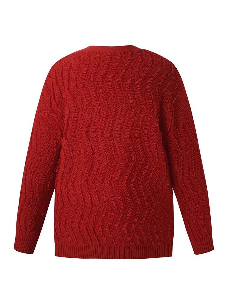 Wool Chili Red Women Cardigan