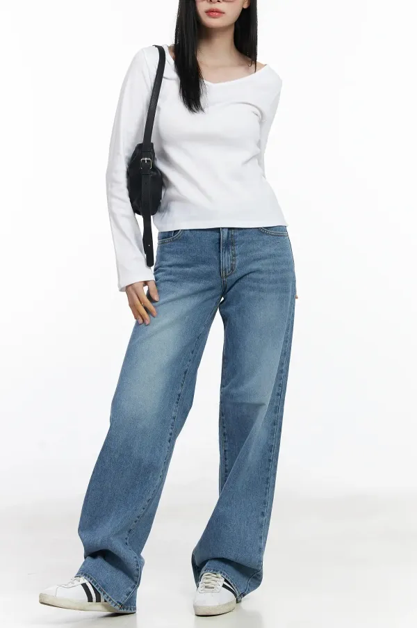 Cotton Casual Wide Leg Jeans