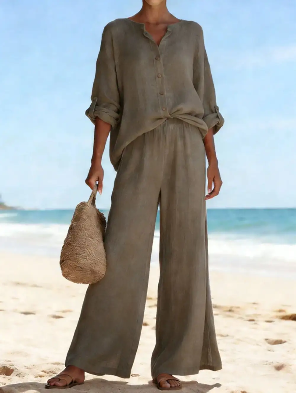 Wide-Leg Pants Set