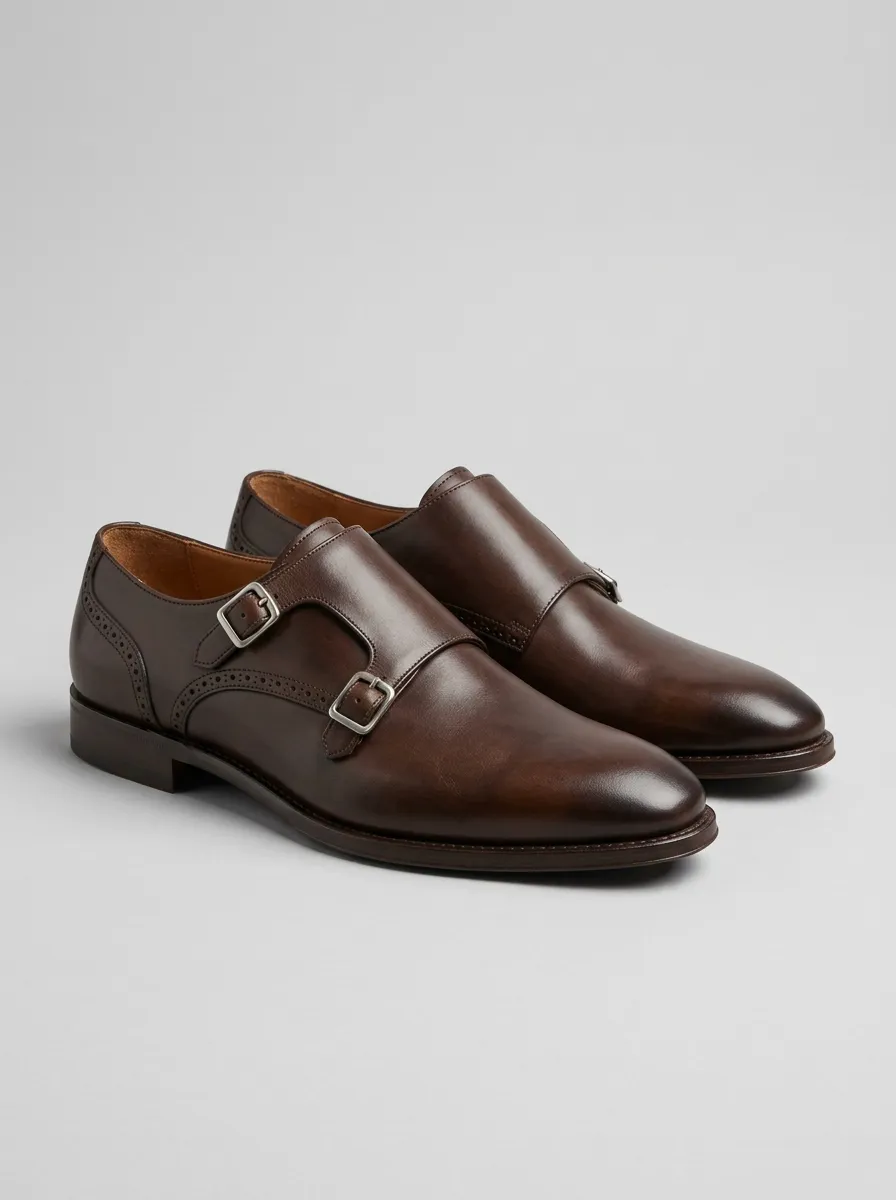 Men's Business Formal Leather Double Monk Strap Shoes