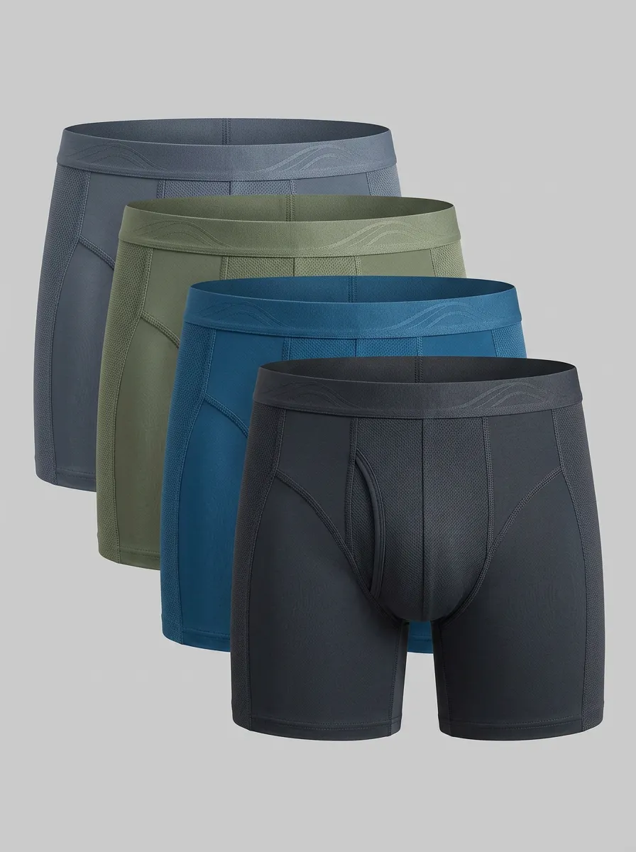 Men's Athletic Performance Breathable Mesh 4-Pack Boxer Briefs