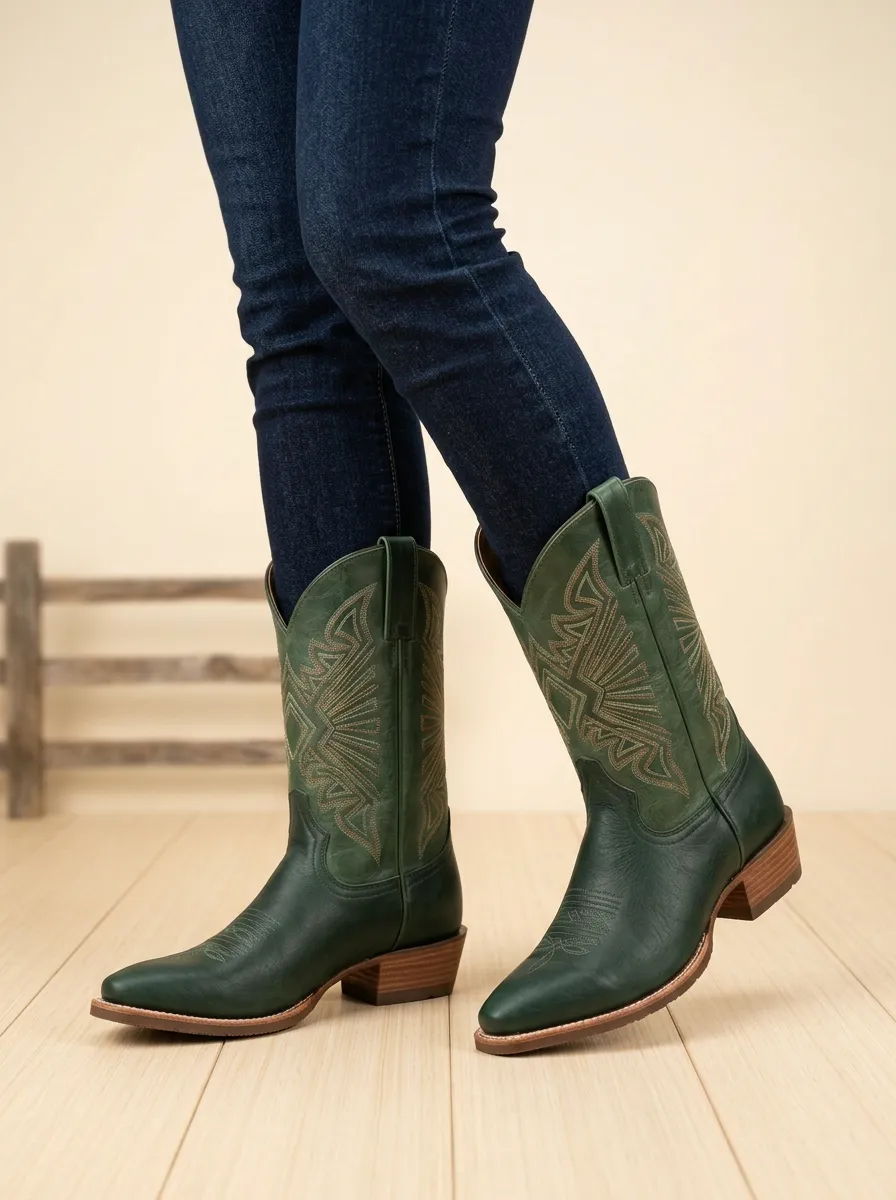 Women's Western Embroidered Stitched Cowboy Boots