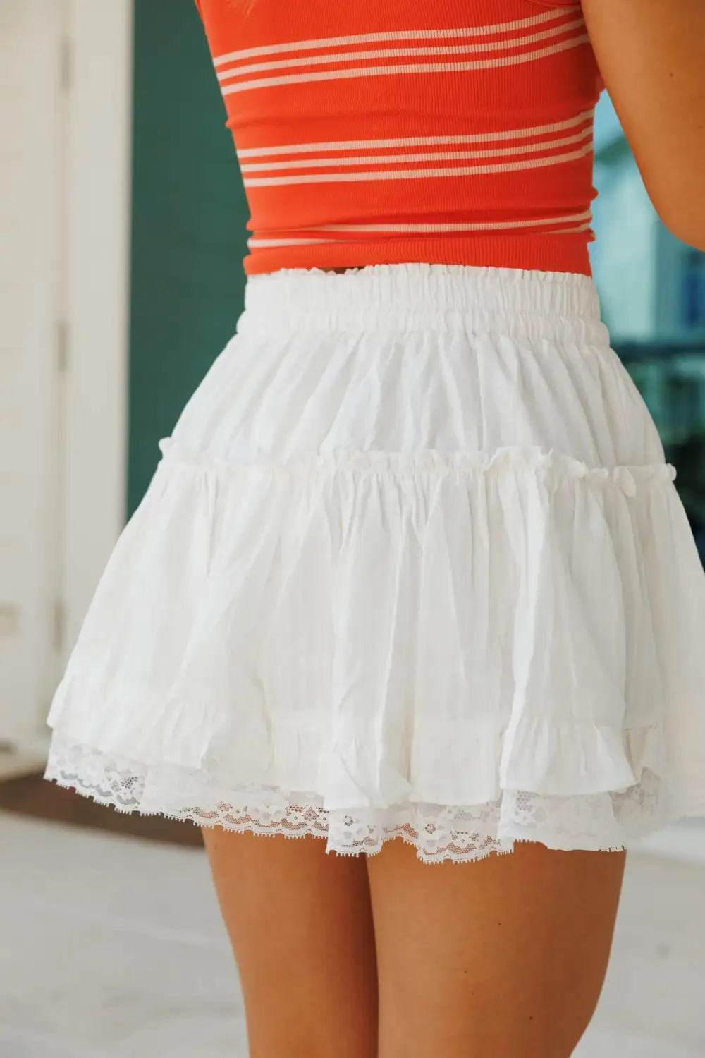 Lace Tiered Mini Skirt