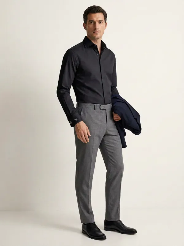 Men's Business Casual Non-Iron Cotton Light Blue Dress Shirt