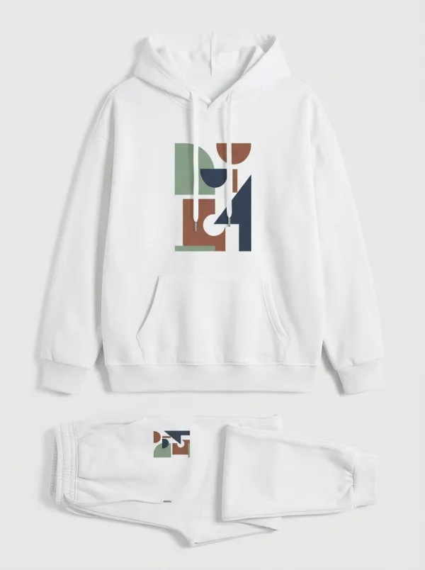 Men's Geometric Abstract Graphic Hoodie Jogger Set