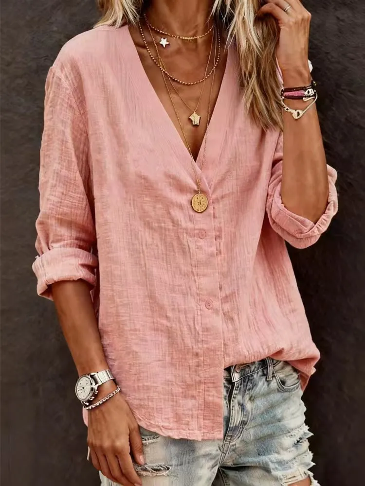 Tailored V-Neck Blouse