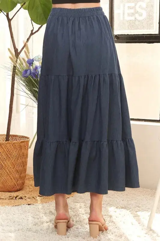 Tiered Denim Skirt