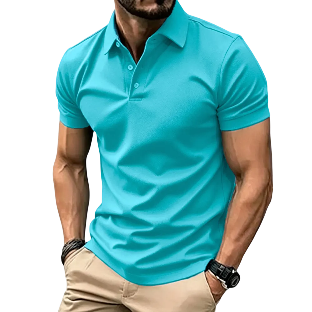 Men’s Casual Business Polo Shirts, Simple and Comfortable, Skin-Friendly Polyester Fabric with Slight Stretch