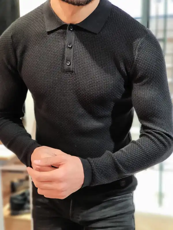 Classic Polo Collar Slim Fit Knit Sweater