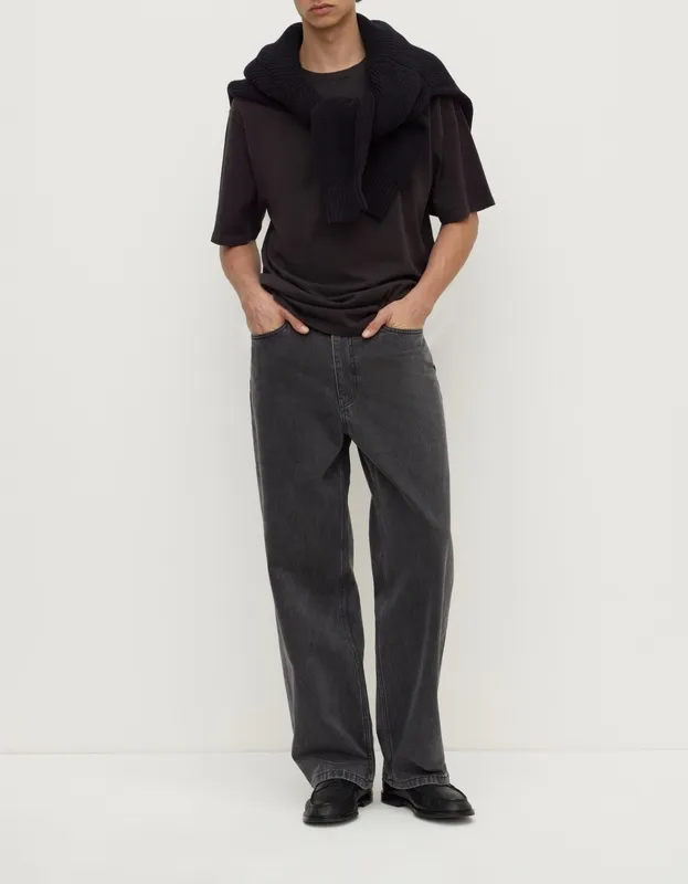 Black Wash Wide Leg Jeans