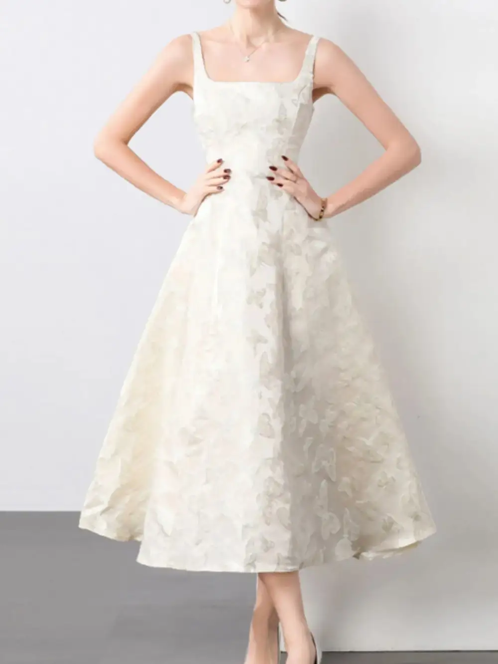 Butterfly Print Sleeveless Midi Dress
