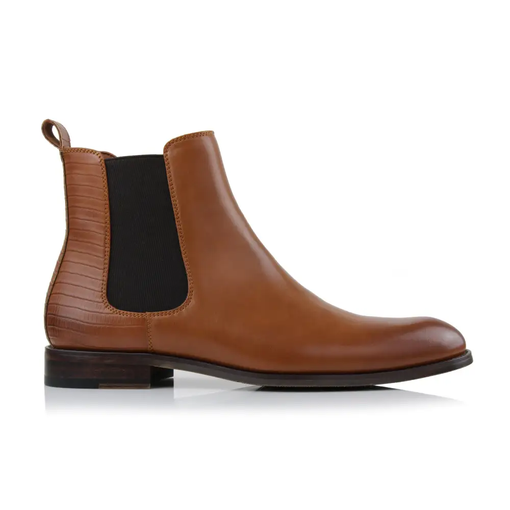 Refined Faux-Leather Slip-On Elastic-Side Chelsea Boots