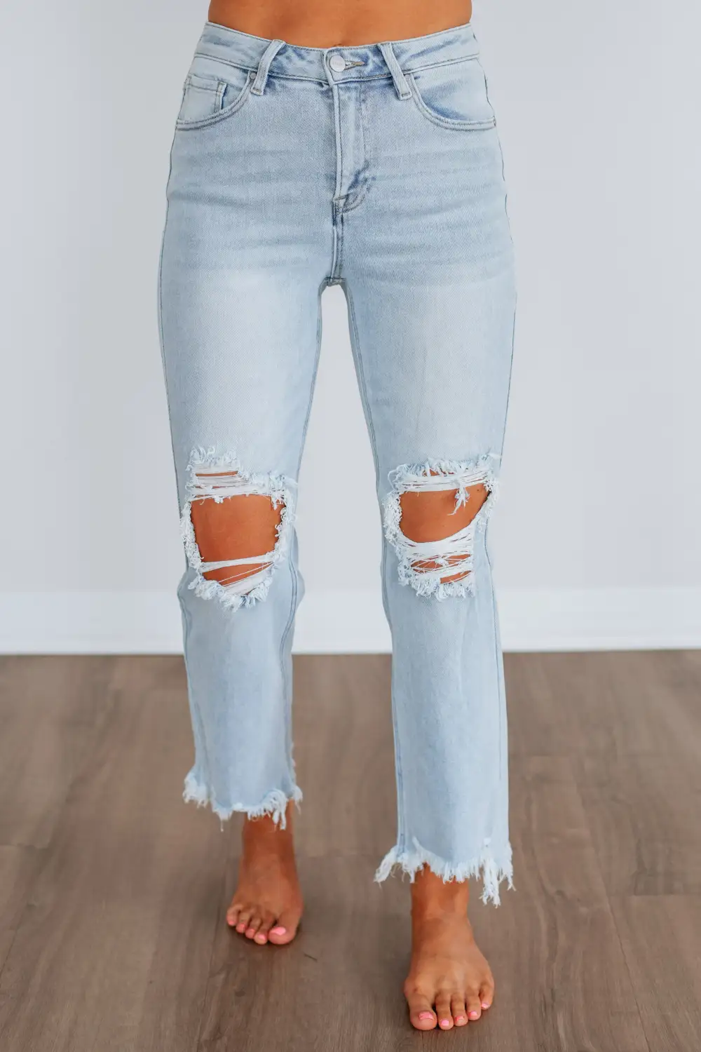 Women's High Rise Cropped Cotton Blend Jeans