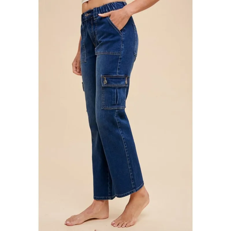 Straight Leg Jeans with Cargo Pockets
