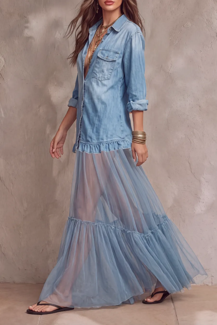 Button Front Maxi Dress