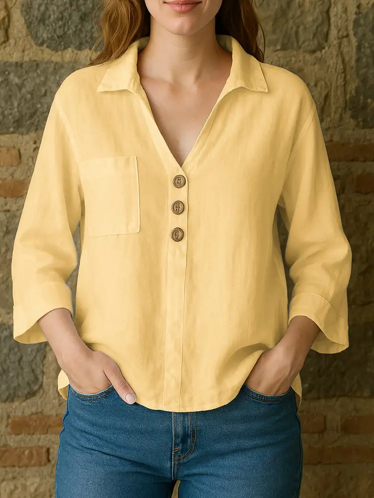 Smooth Relaxed Long Sleeve Blouse