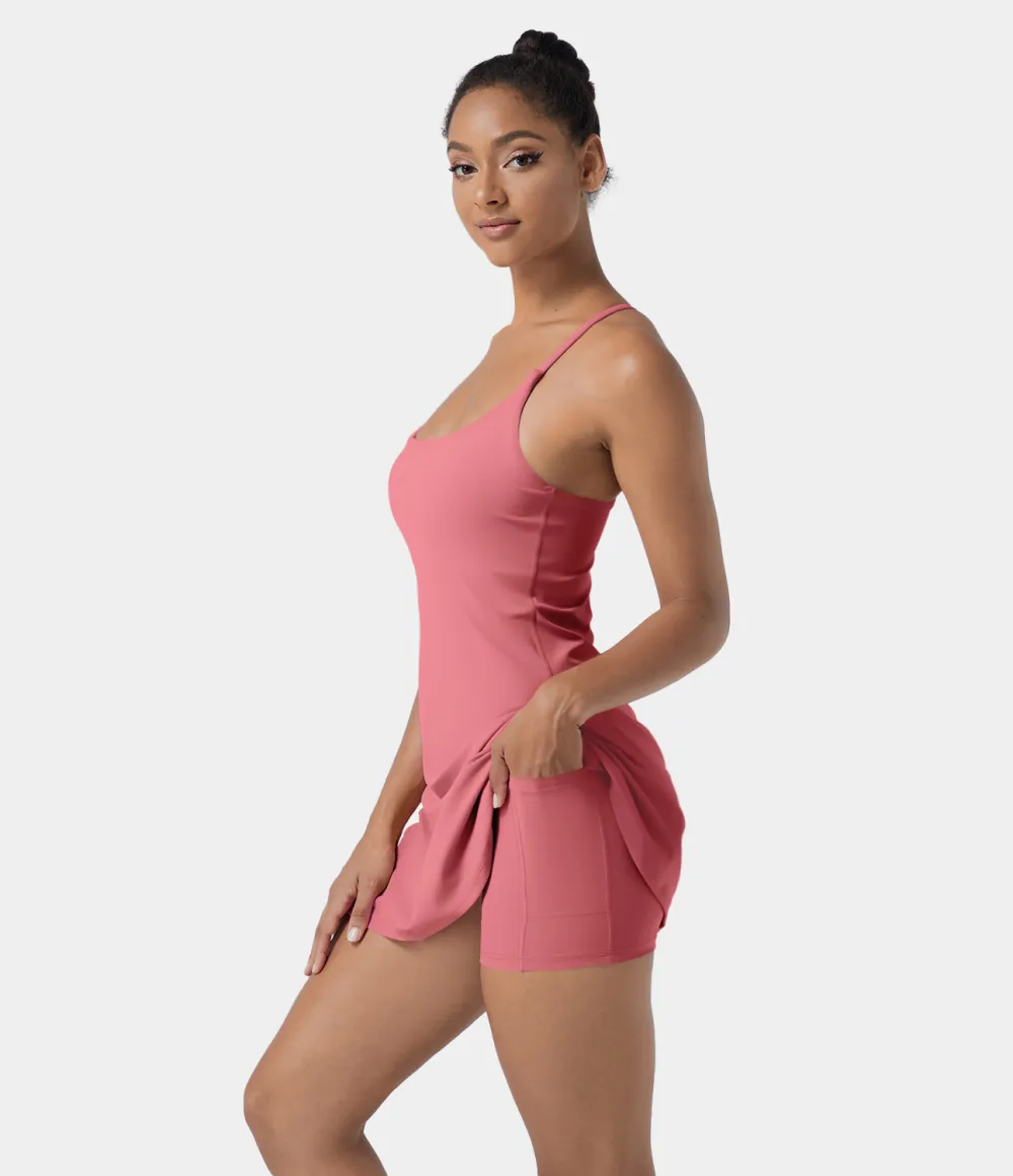 Softlyzero Airy Backless Cut Out 2-in-1 Pocket Cool Touch Mini Activity Dress