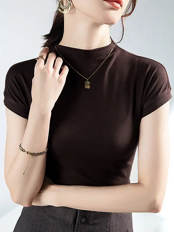 Short Sleeve Slim Fit Mock Neck T-Shirt