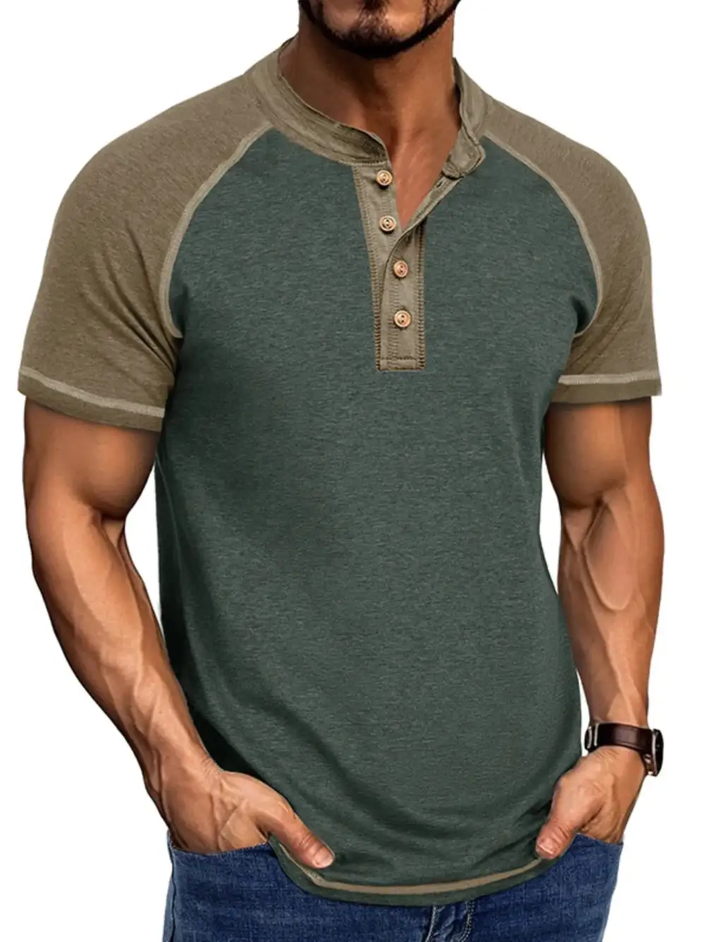 Contrast Detail Henley Tee