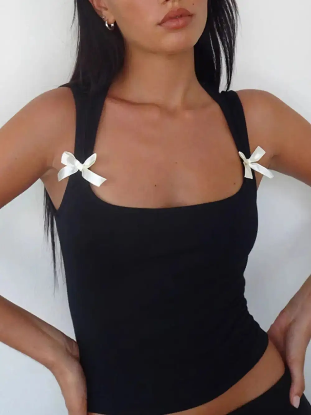 Square-Neck Cropped Ribbed Tank Top