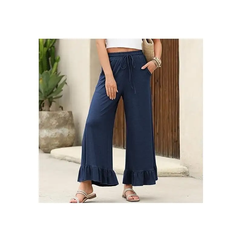 Women's Flared Cropped Loose Fit Pants