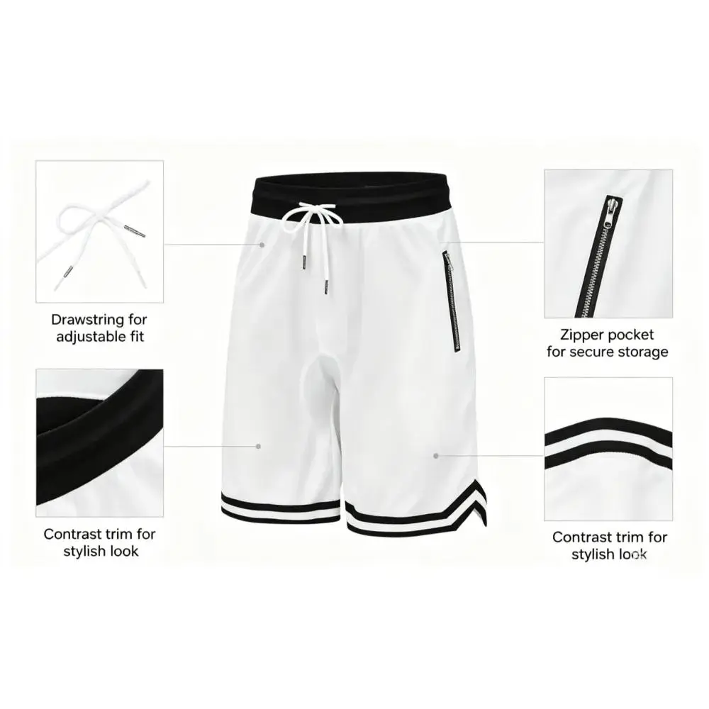 Men’s casual athletic shorts with zippered pockets
