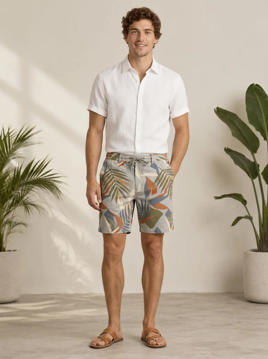 Men's Garden Inspired Botanical Printed Shorts