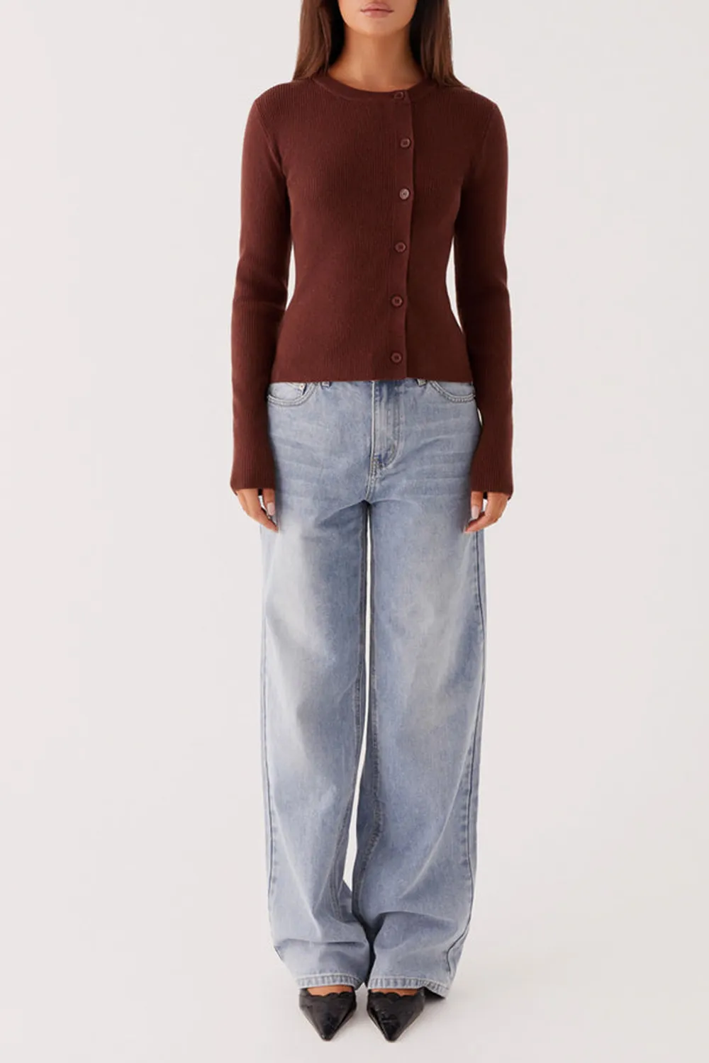 Rubi Knit Long Sleeve Top - Chocolate