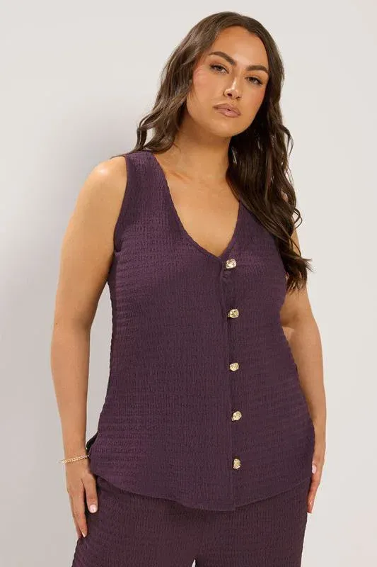 Purple Textured Waistcoat