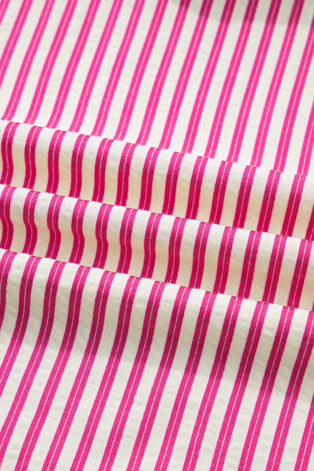 Rose Stripe Shirred Yoke Ruffled Blouse