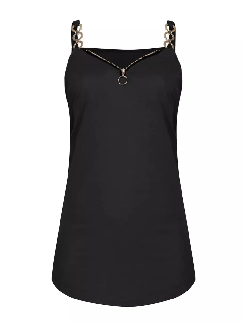 Zipper Detail Chain Strap Camisole Top