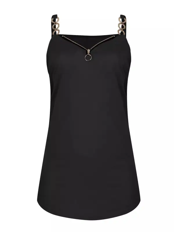 Zipper Detail Chain Strap Camisole Top