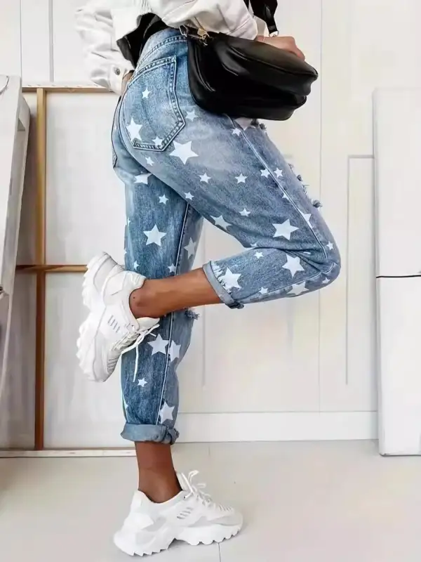 Modern High Waist Distressed Denim Jeans