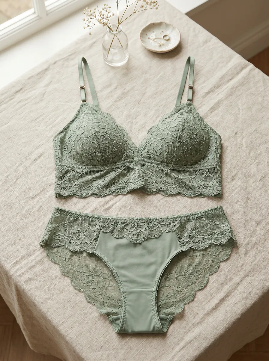 Women's Floral Lace And Floral Adjustable Strap Lingerie Set