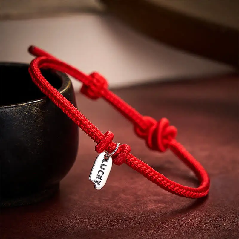 Handmade Braided String Charm Adjustable Bracelet
