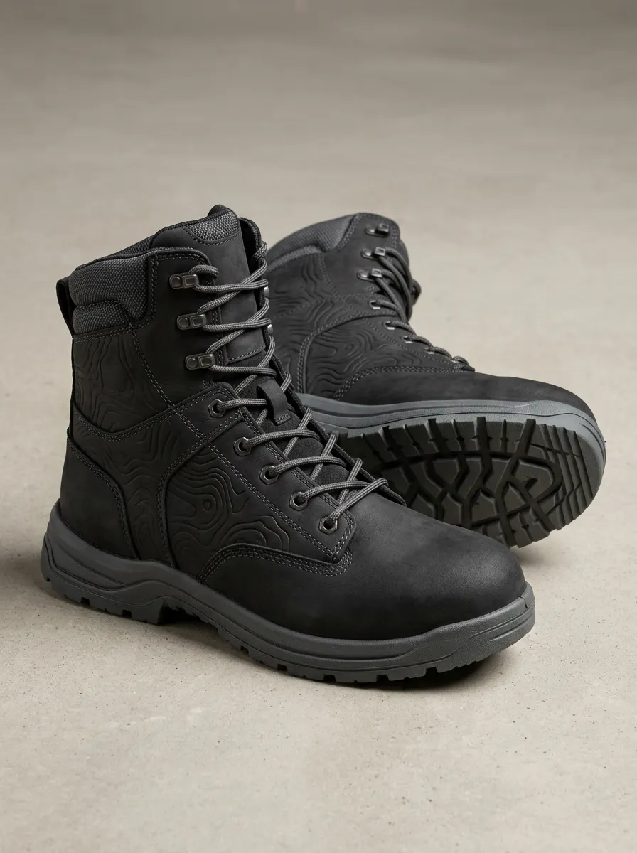 Topographic Printed Work Boots Expedition