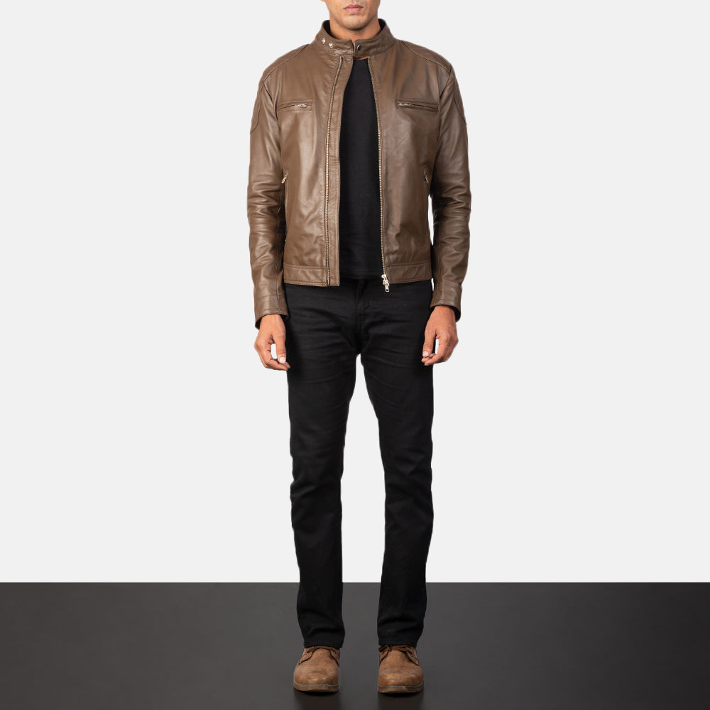 Men's Rugged Field Style Biker Leather Jacket