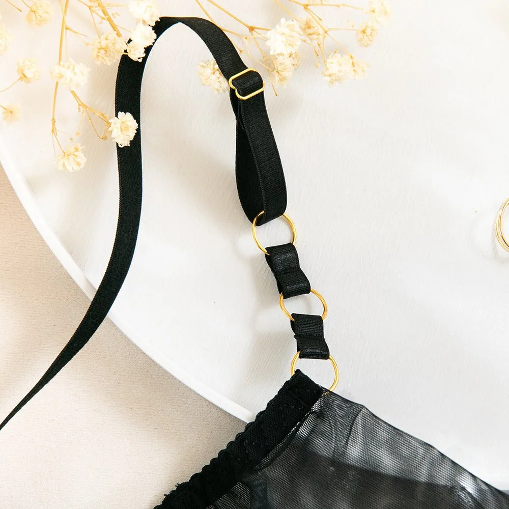 Sheer Ring Detail Underwire Mesh Set