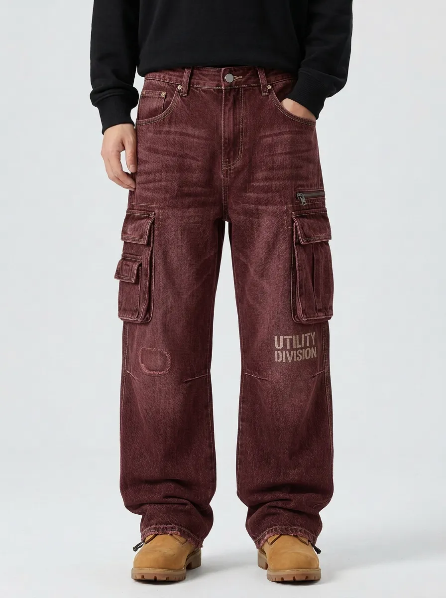Men's Utility Division Distressed Washed Cargo Pants