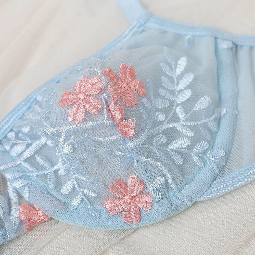 Airy Printed Mesh Coordinated Lingerie Set