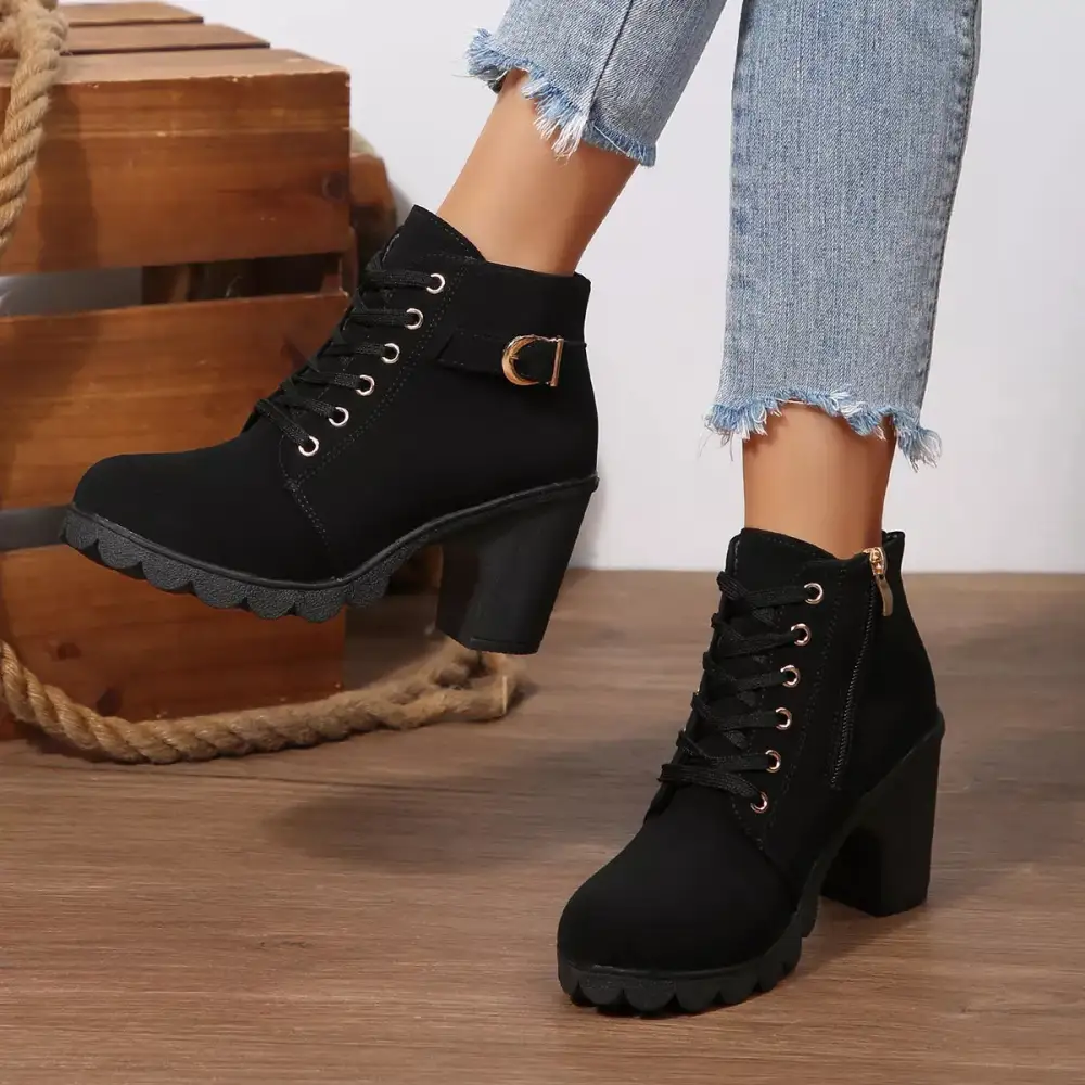 Essential Lace-Up Block Heel Boots